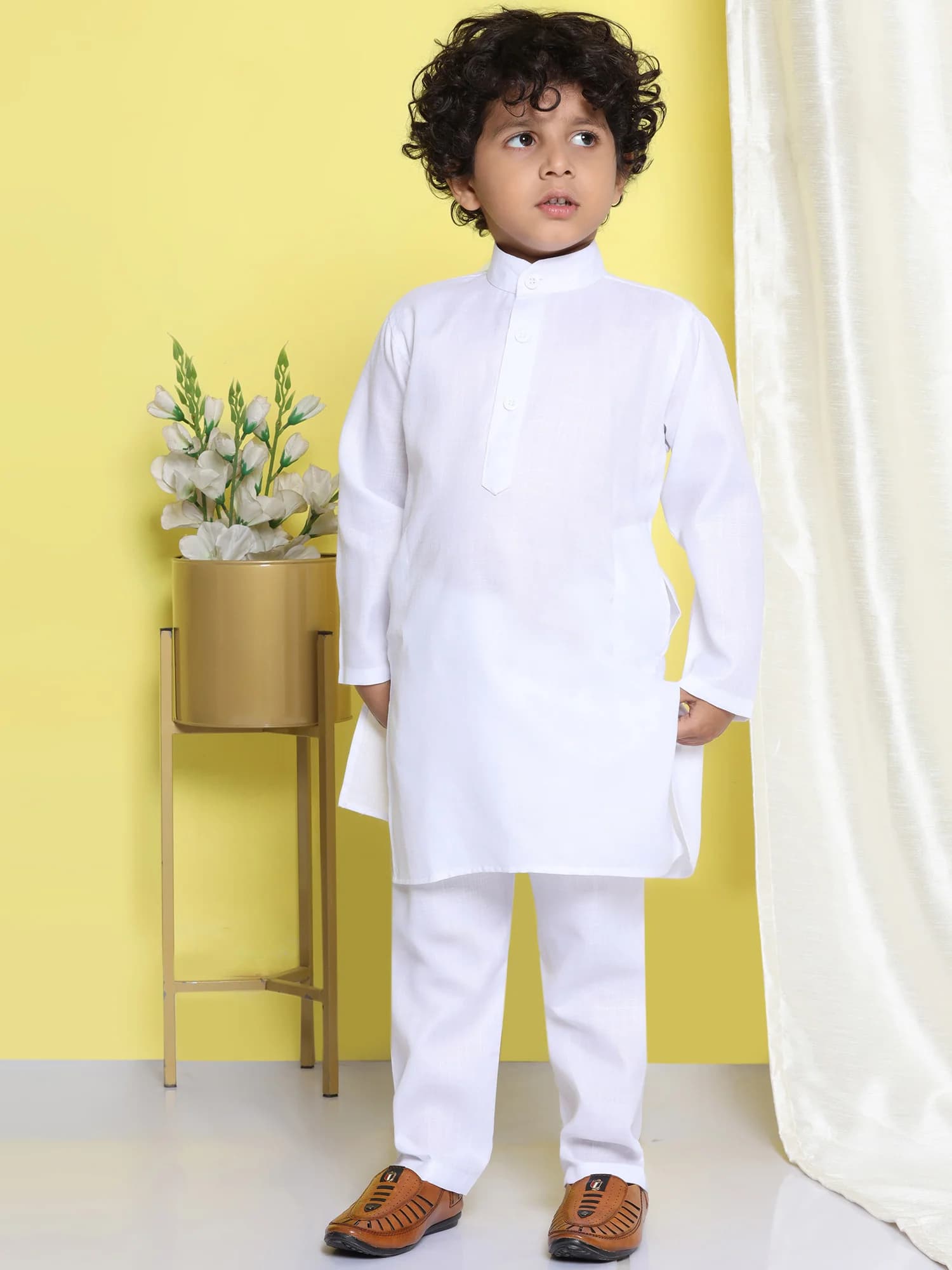 Kids Solid Cotton Kurta Pajama