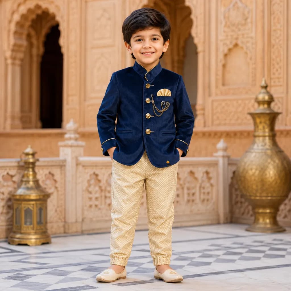 Boys Velvet Jodhpuri Suit