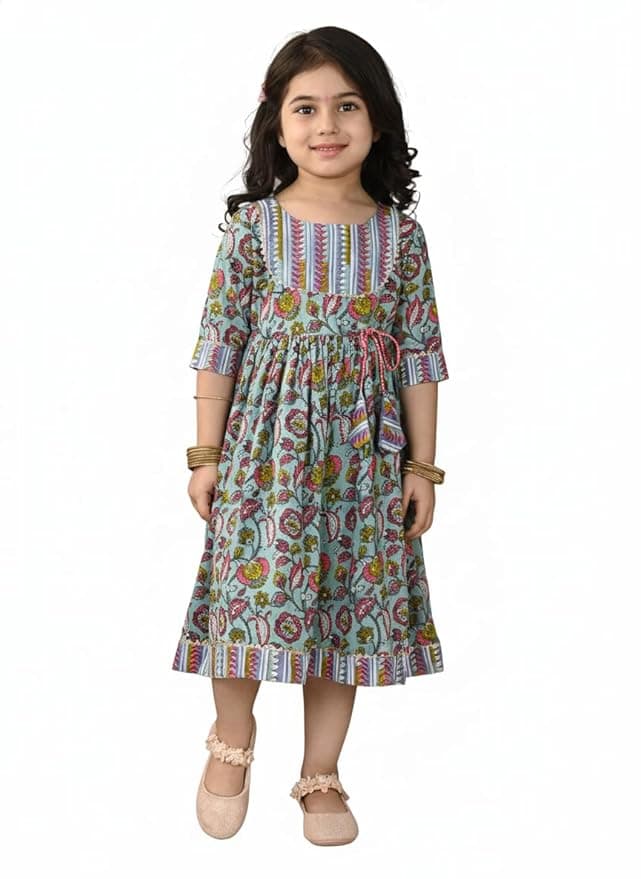 Girls Floral Print Anarkali