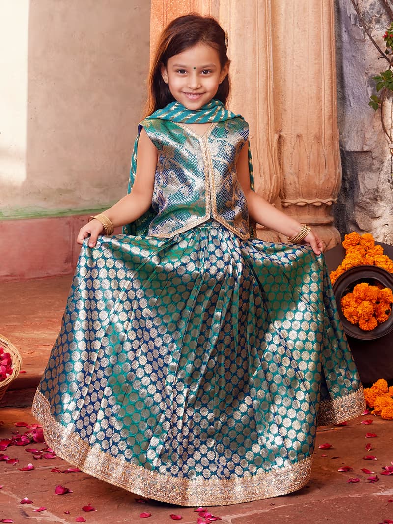 Girls Banarasi Brocade Lehenga