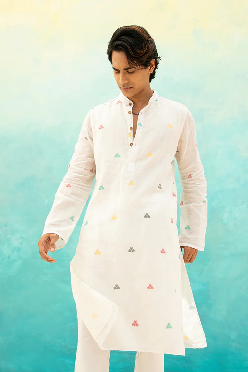 Cotton Jamdani Weave Kurta