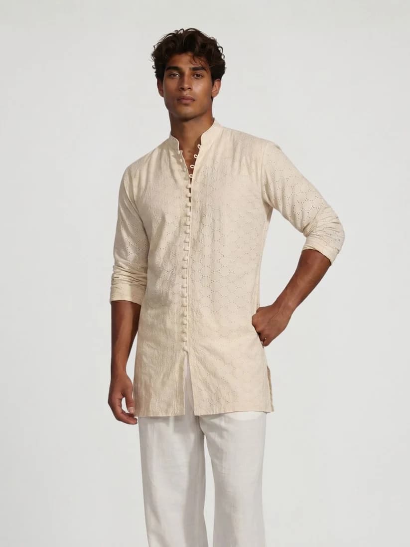 Casual Mandarin Collar Kurta