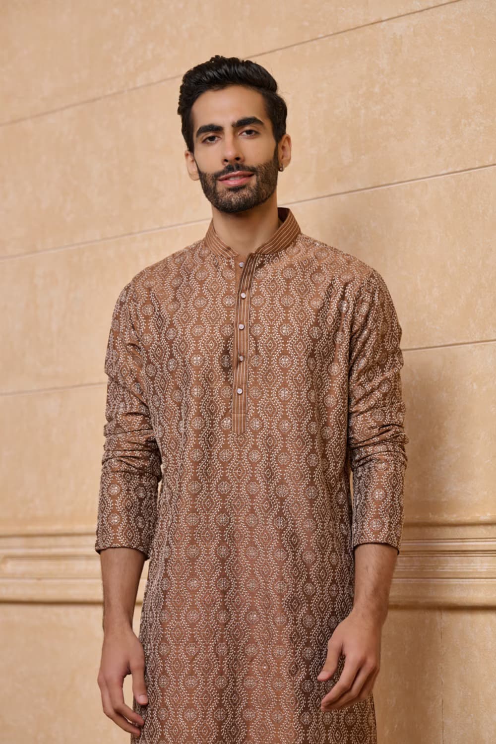 Embroidered Tussar Silk Kurta