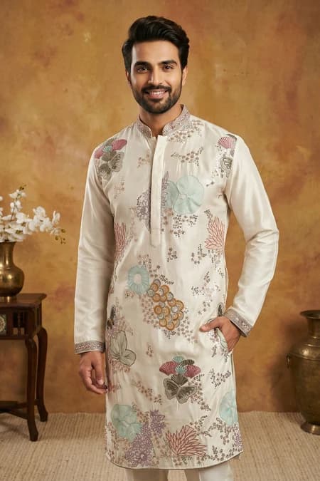 Matka Silk Embroidered Kurta