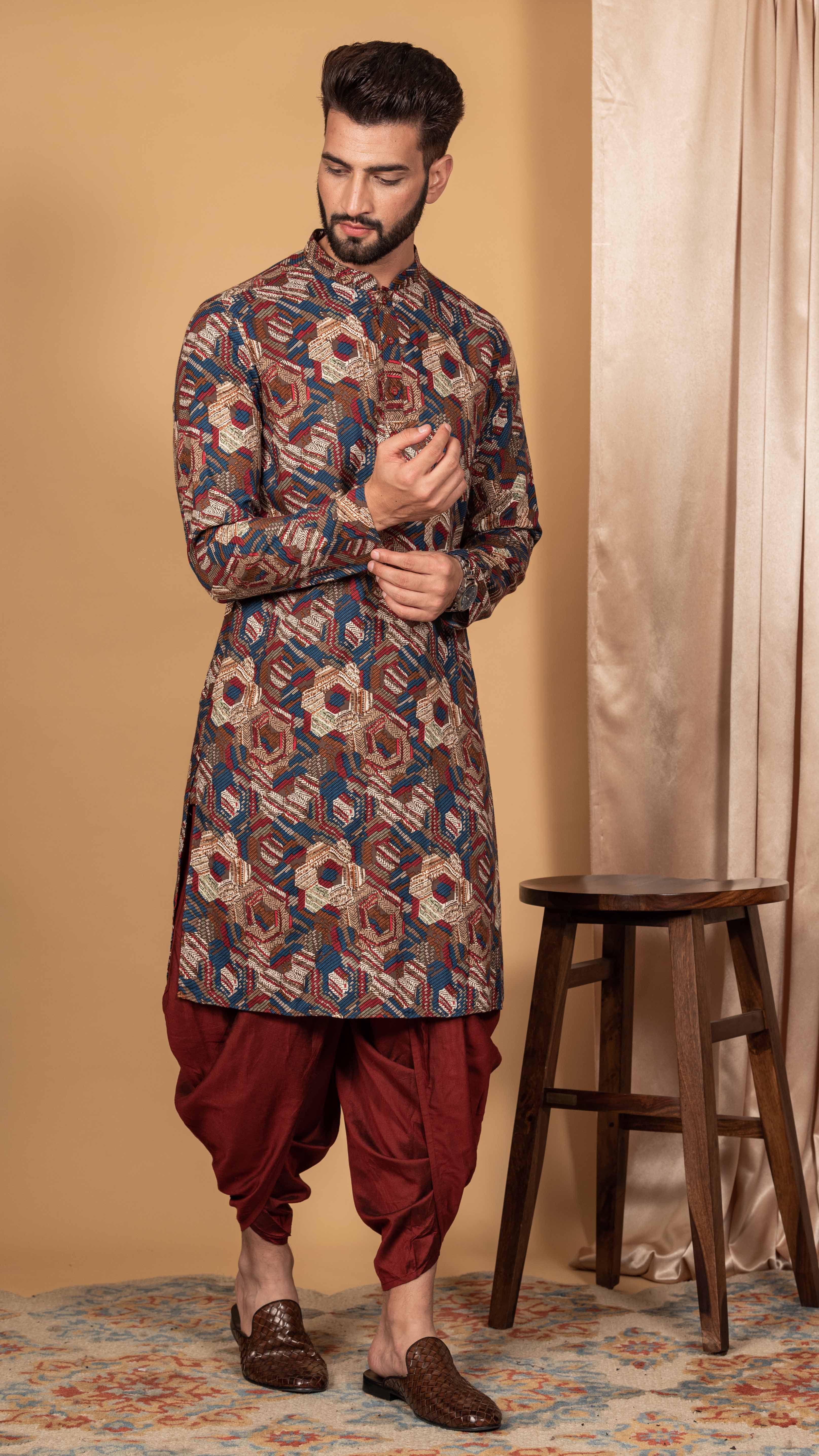 Block Print Cotton Dhoti Set