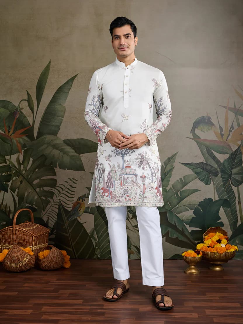 Printed Modal Silk Kurta