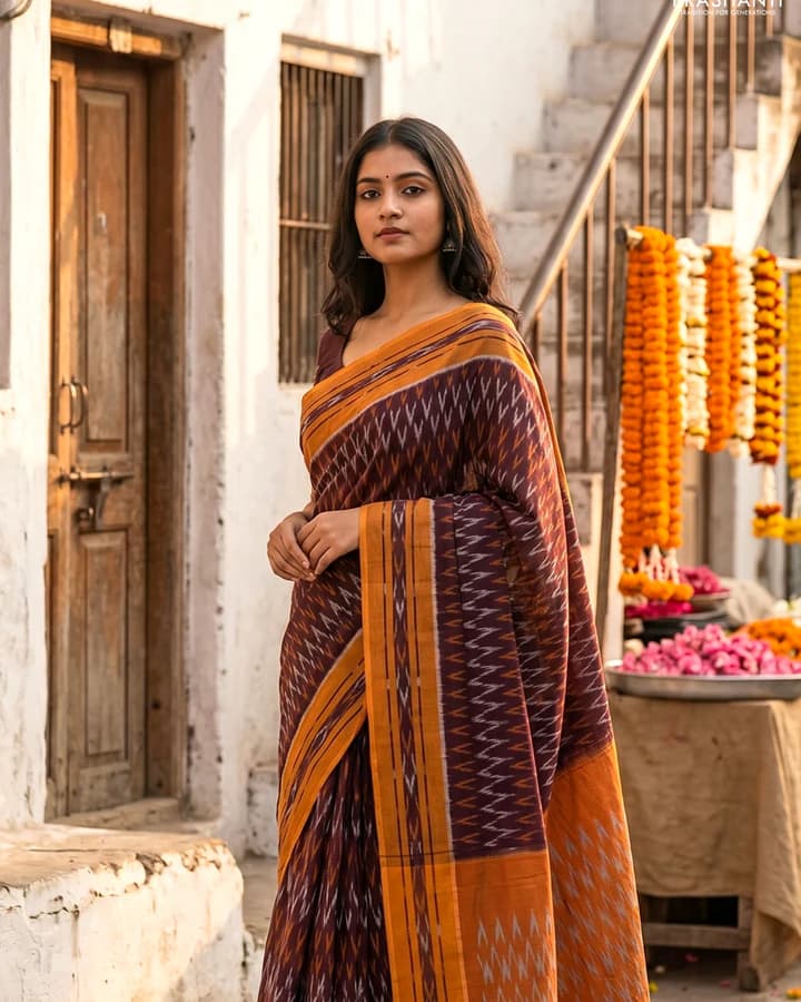 Handwoven Ikat Cotton Saree
