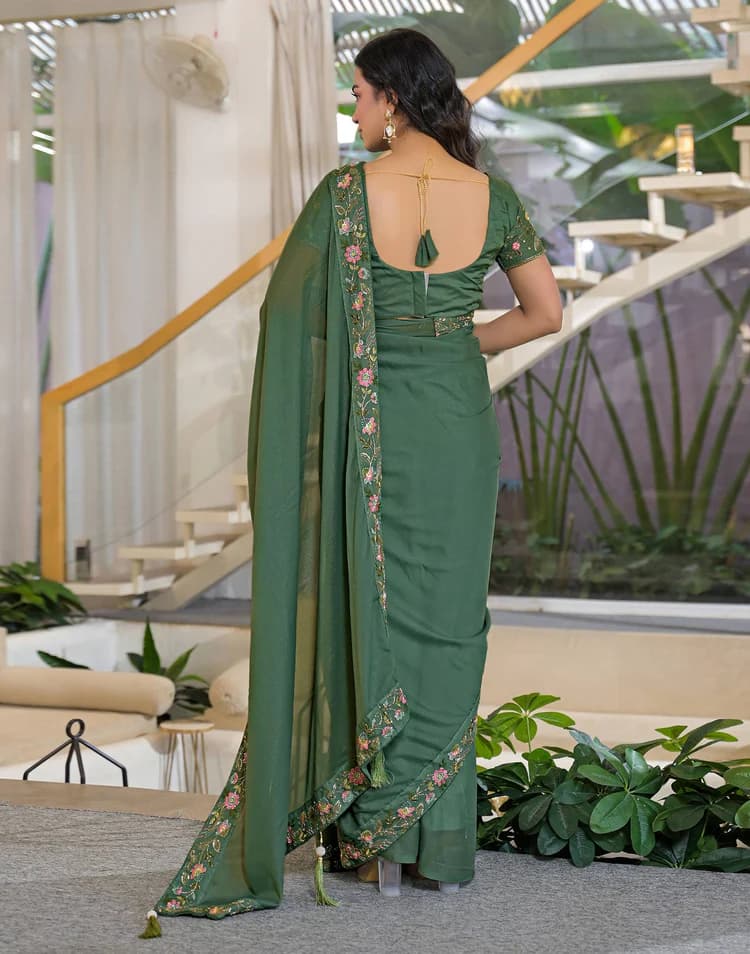 Georgette Ruffle Saree