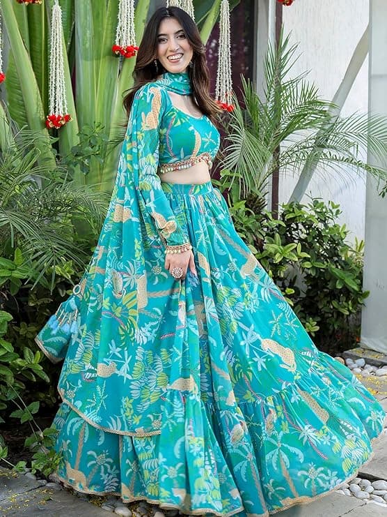 Printed Georgette Lehenga