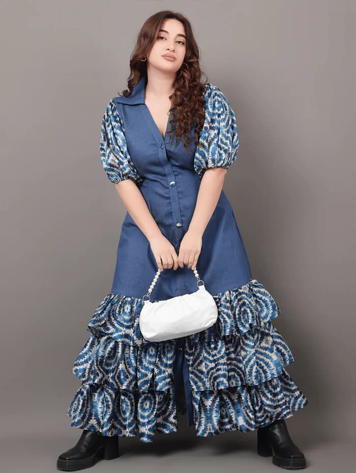 Block Print Cotton Maxi Dress