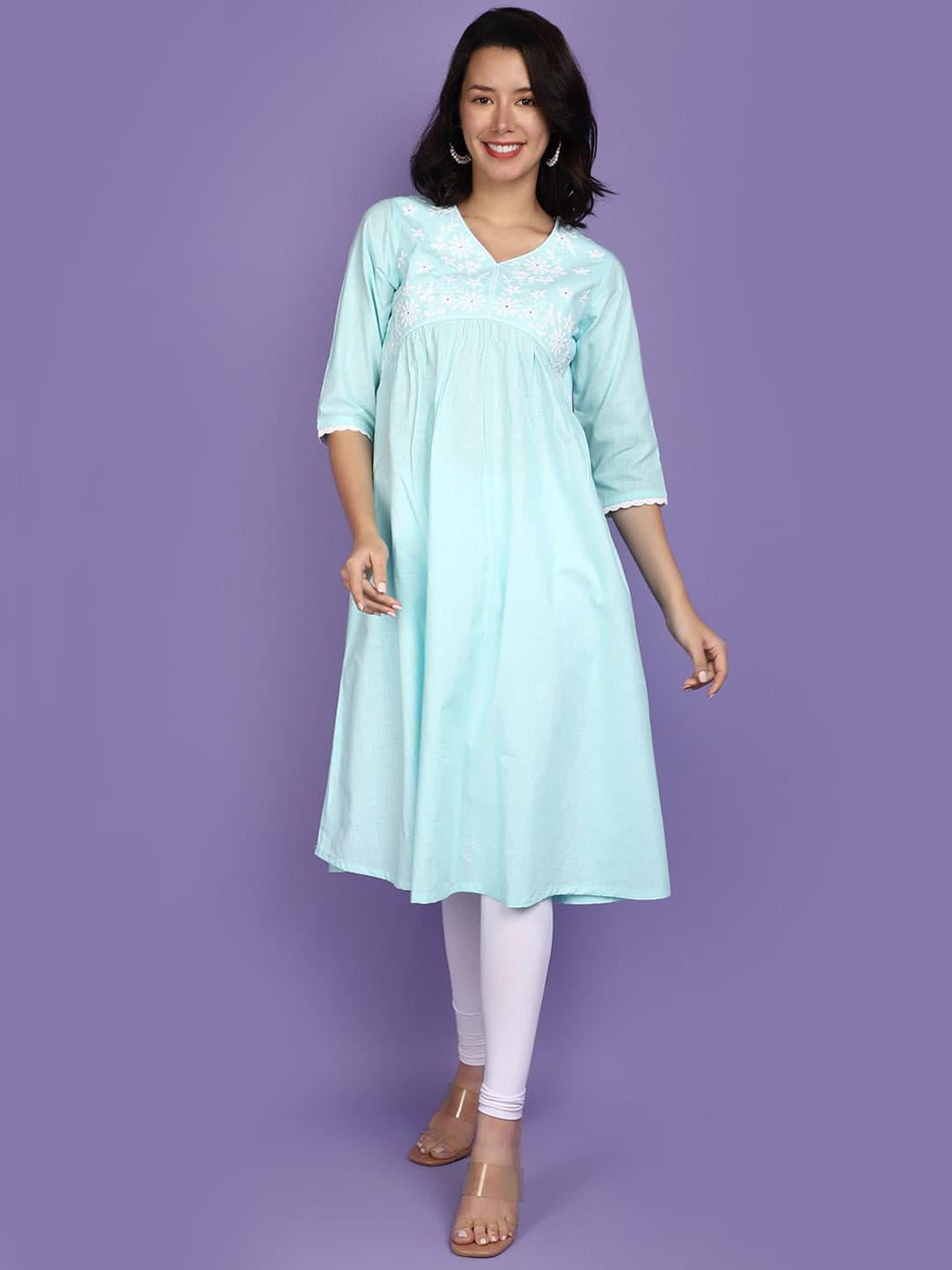 Embroidered Cotton Anarkali Kurta