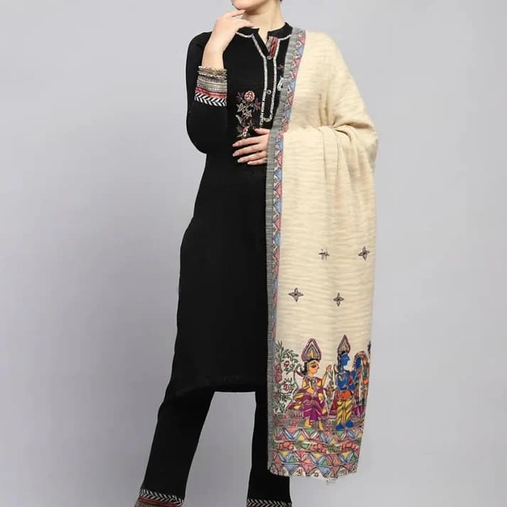 Madhubani Art Cotton Stole